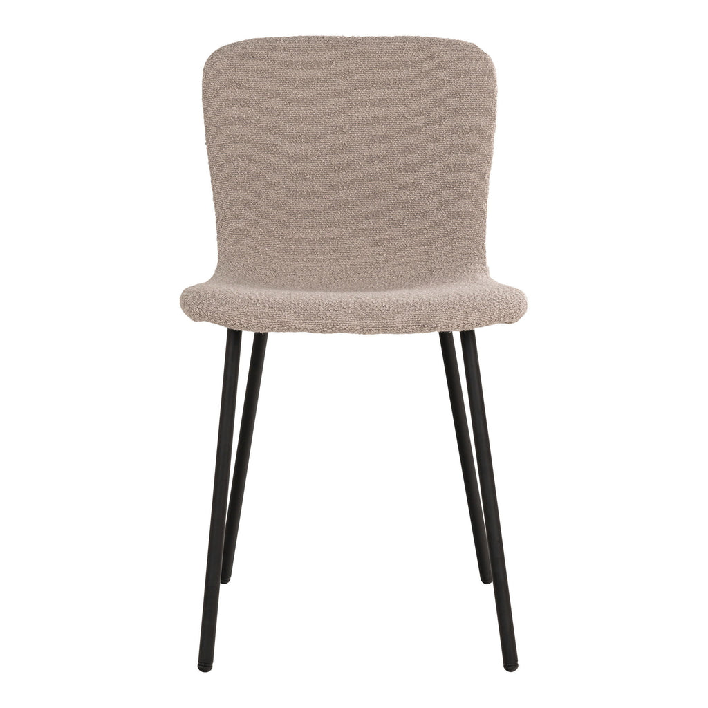 Halden Spisebordsstol - Spisebordsstol i bouclé, beige med sorte ben, HN1233