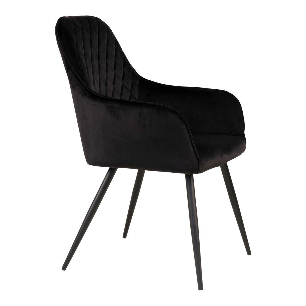 Harbo Spisebordsstol - Spisebordsstol i velour, sort med sorte ben, HN1207