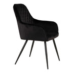 Harbo Spisebordsstol - Spisebordsstol i velour, sort med sorte ben, HN1207