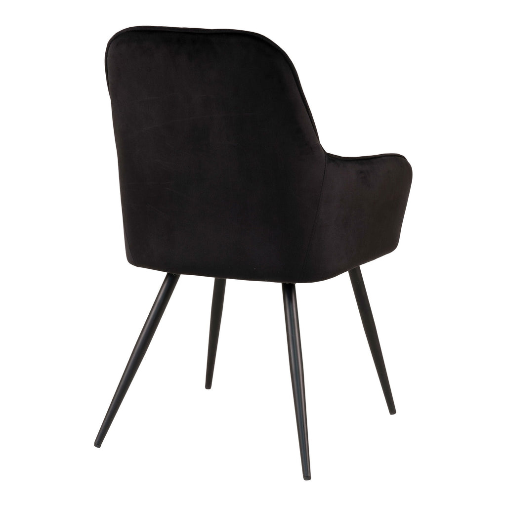Harbo Spisebordsstol - Spisebordsstol i velour, sort med sorte ben, HN1207
