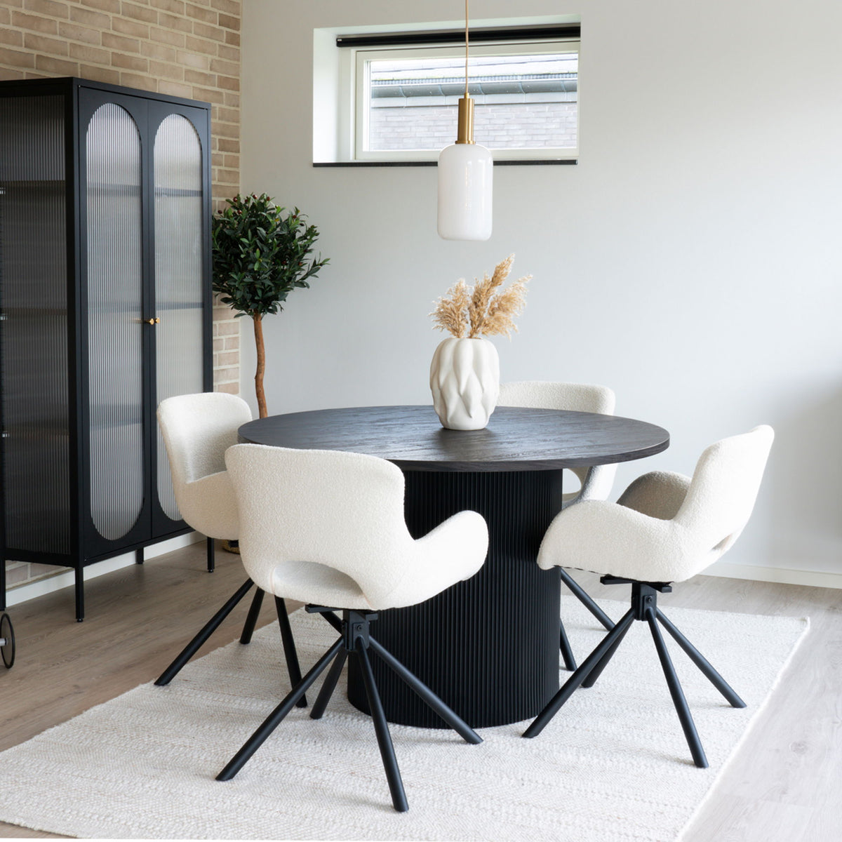 Amorim Spisebordsstol - Spisebordsstol, i bouclé off-white med drejefod, HN1273