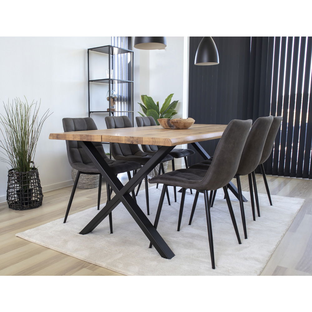 Middelfart Spisebordsstol - Spisebordsstol i microfiber, mørkegrå med sorte ben, HN1229