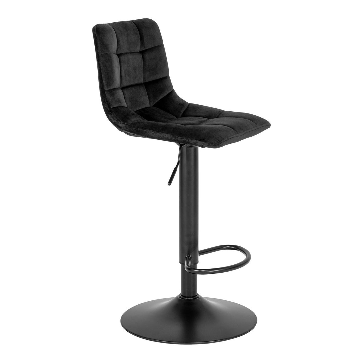 Middelfart Barstol - Barstol i velour, sort med sorte ben, HN1207