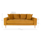 Lido 2,5 Personers Sofa - 2,5 Personers Sofa, sennepsgul velour med to puder og natur træben, HN1004