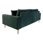 Lido 2,5 Personers Sofa - 2,5 Personers Sofa, mørkegrøn velour med to puder og natur træben, HN1006