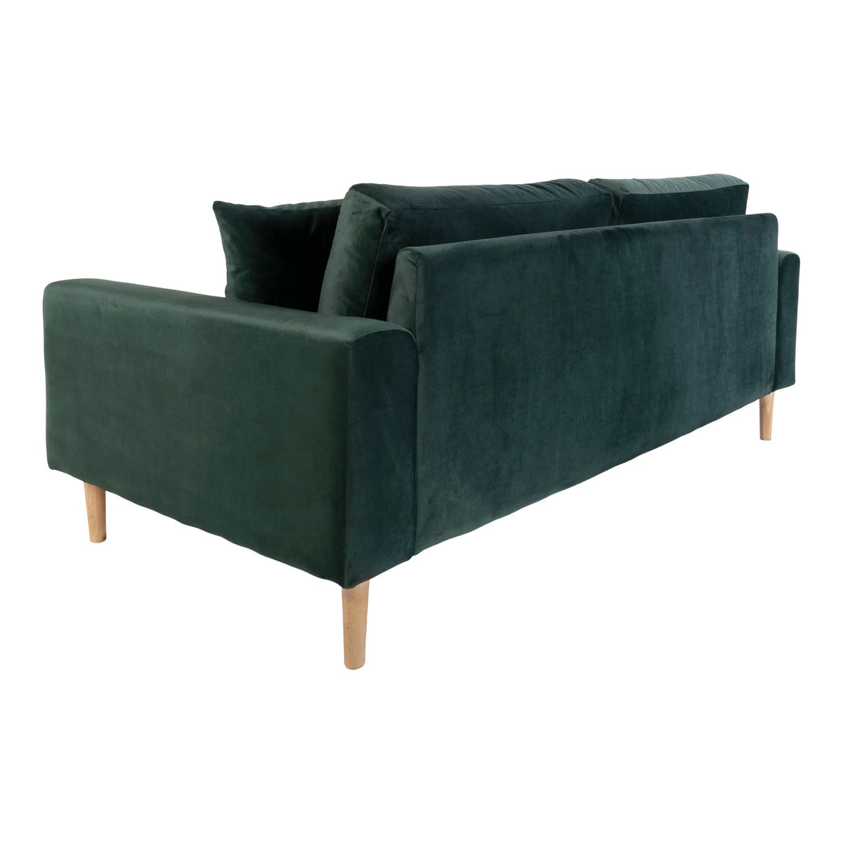 Lido 2,5 Personers Sofa - 2,5 Personers Sofa, mørkegrøn velour med to puder og natur træben, HN1006