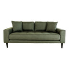 Lido 2,5 Personers Sofa - 2,5 Personers Sofa, olivengrøn med to puder og sorte træben, HN1020