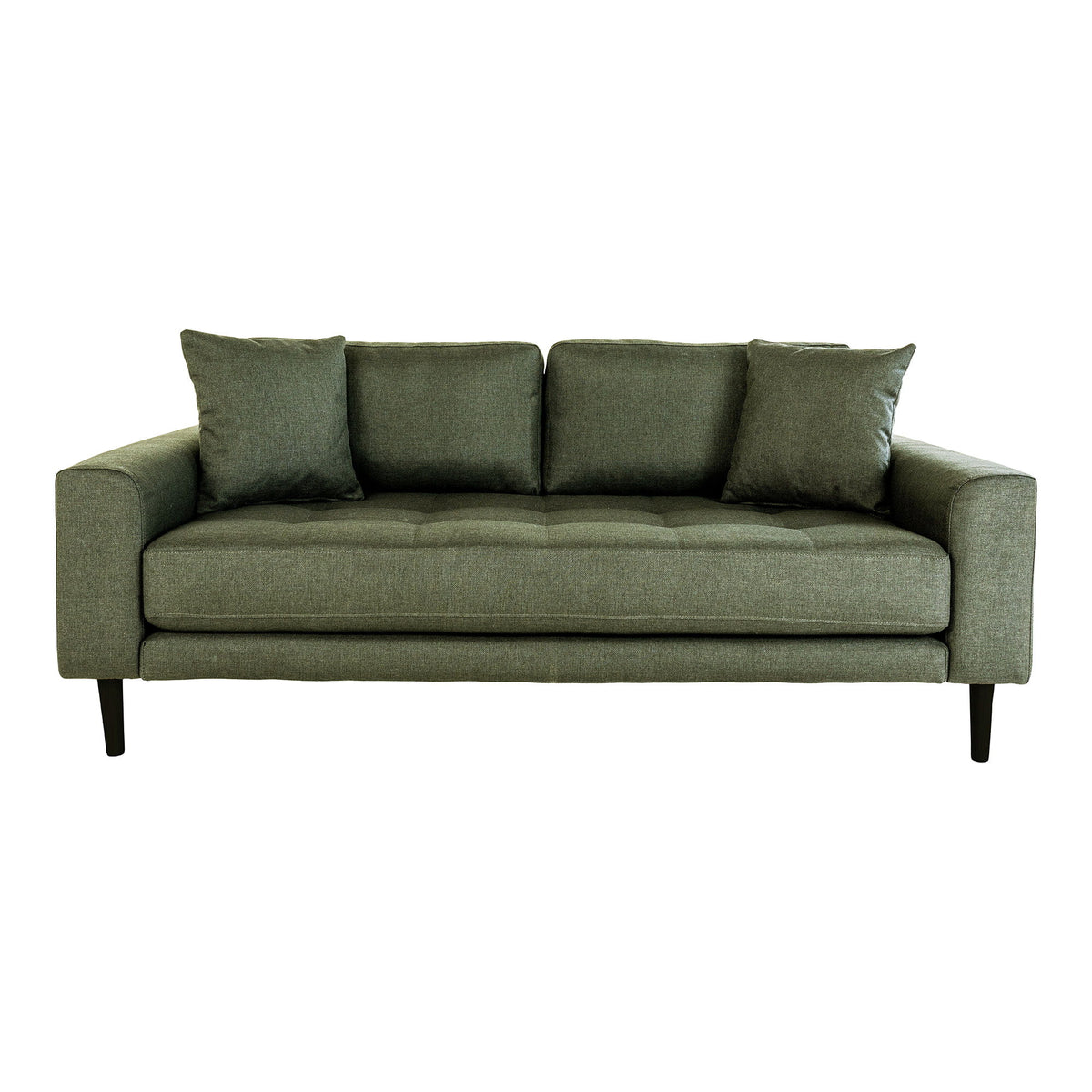Lido 2,5 Personers Sofa - 2,5 Personers Sofa, olivengrøn med to puder og sorte træben, HN1020