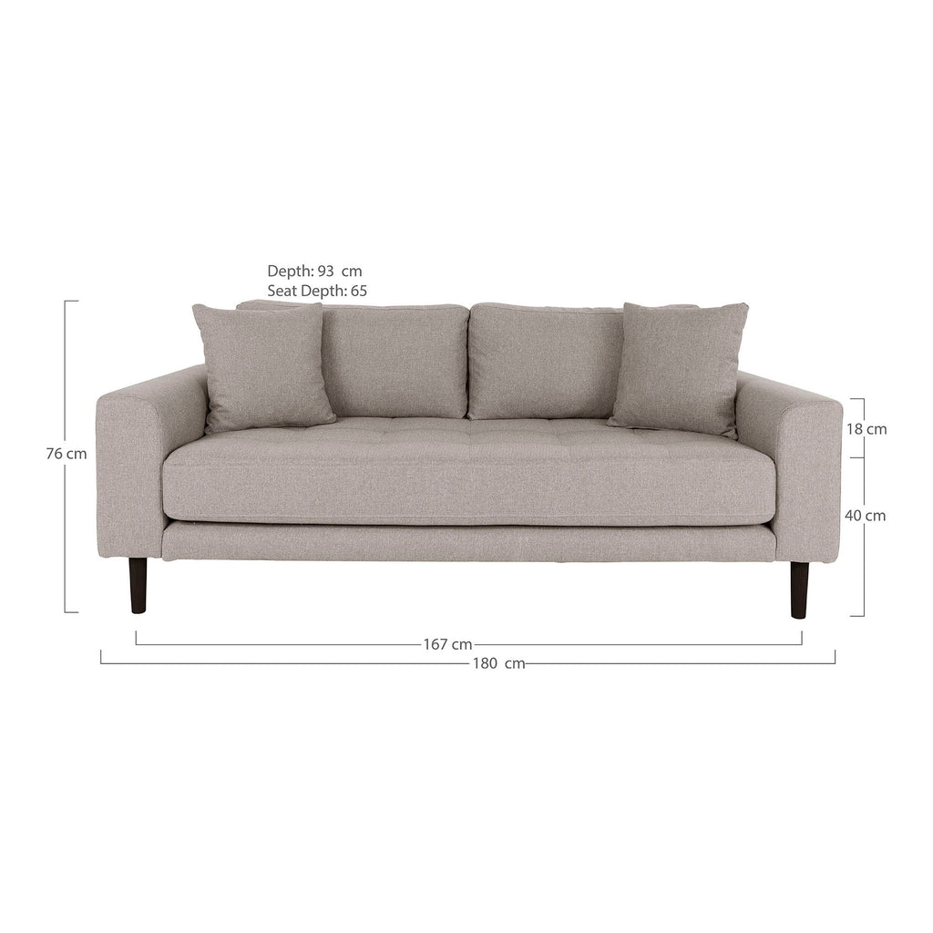 Lido 2,5 Personers Sofa - 2,5 Personers Sofa, stone med to puder og sorte træben, HN1030