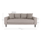 Lido 2,5 Personers Sofa - 2,5 Personers Sofa, stone med to puder og sorte træben, HN1030