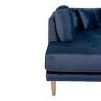 Lido U-Sofa Åben Ende - U-Sofa Åben Ende, højrevendt i mørkeblå velour med fire puder og natur træben, HN1005