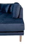 Lido U-Sofa Åben Ende - U-Sofa Åben Ende, venstrevendt i mørkeblå velour med fire puder og natur træben, HN1005
