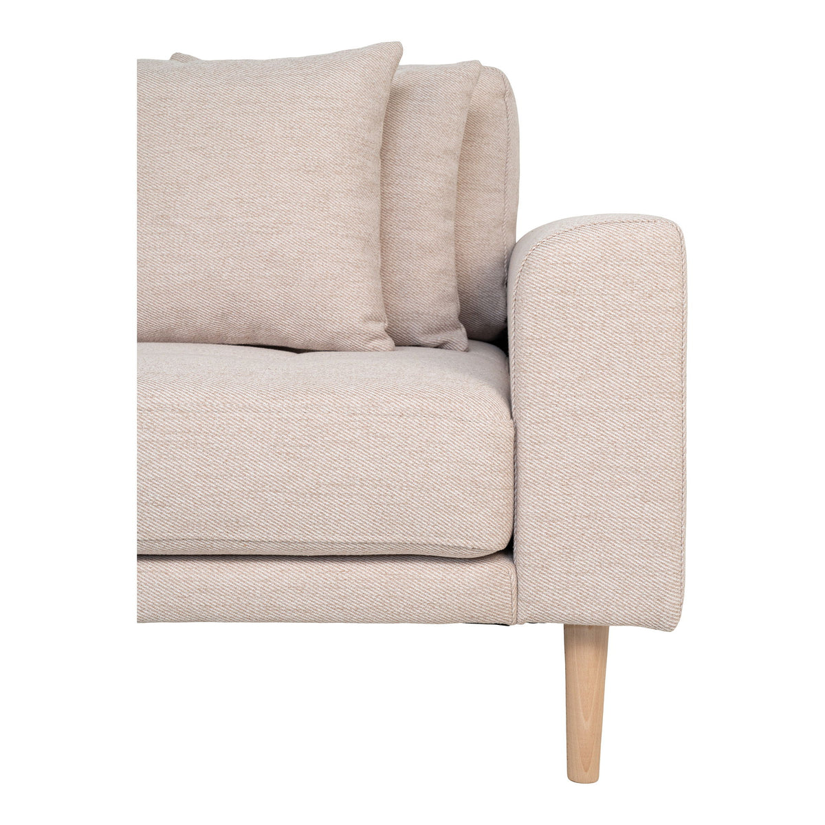 Lido Lounge Sofa - Lounge Sofa, venstrevendt i sand med fire puder og natur træben, HN1050