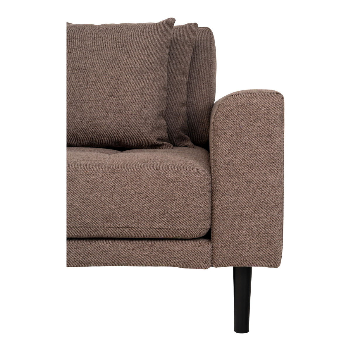 Lido Lounge Sofa - Lounge Sofa, venstrevendt i brun med fire puder og sorte træben, HN1055