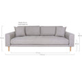 Lido 3 Personers Sofa - 3 Personers Sofa, lysegrå med to puder og natur træben, HN1040