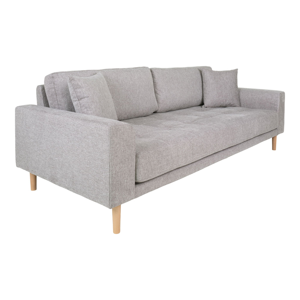 Lido 3 Personers Sofa - 3 Personers Sofa, lysegrå med to puder og natur træben, HN1040