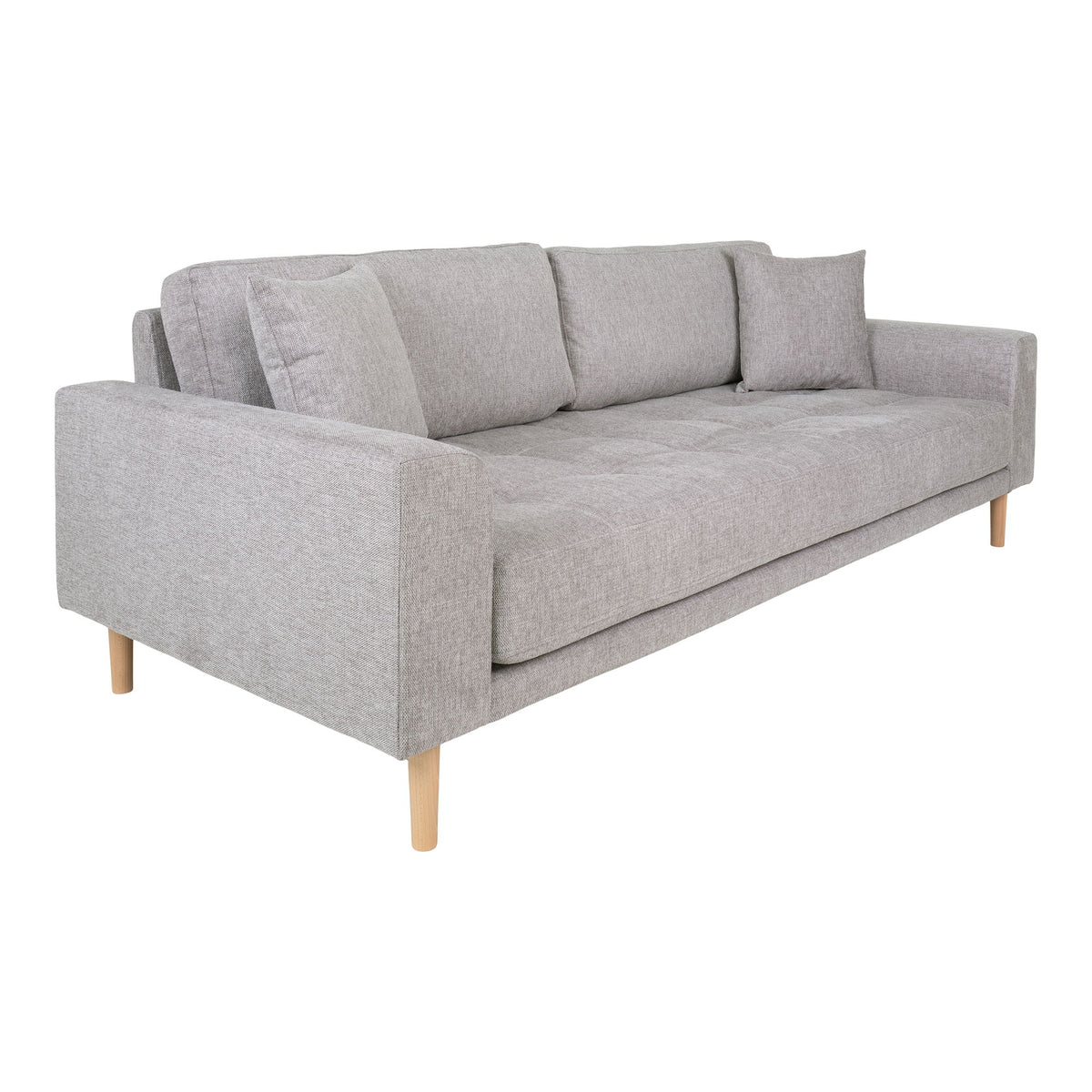Lido 3 Personers Sofa - 3 Personers Sofa, lysegrå med to puder og natur træben, HN1040
