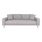 Lido 3 Personers Sofa - 3 Personers Sofa, lysegrå med to puder og natur træben, HN1040