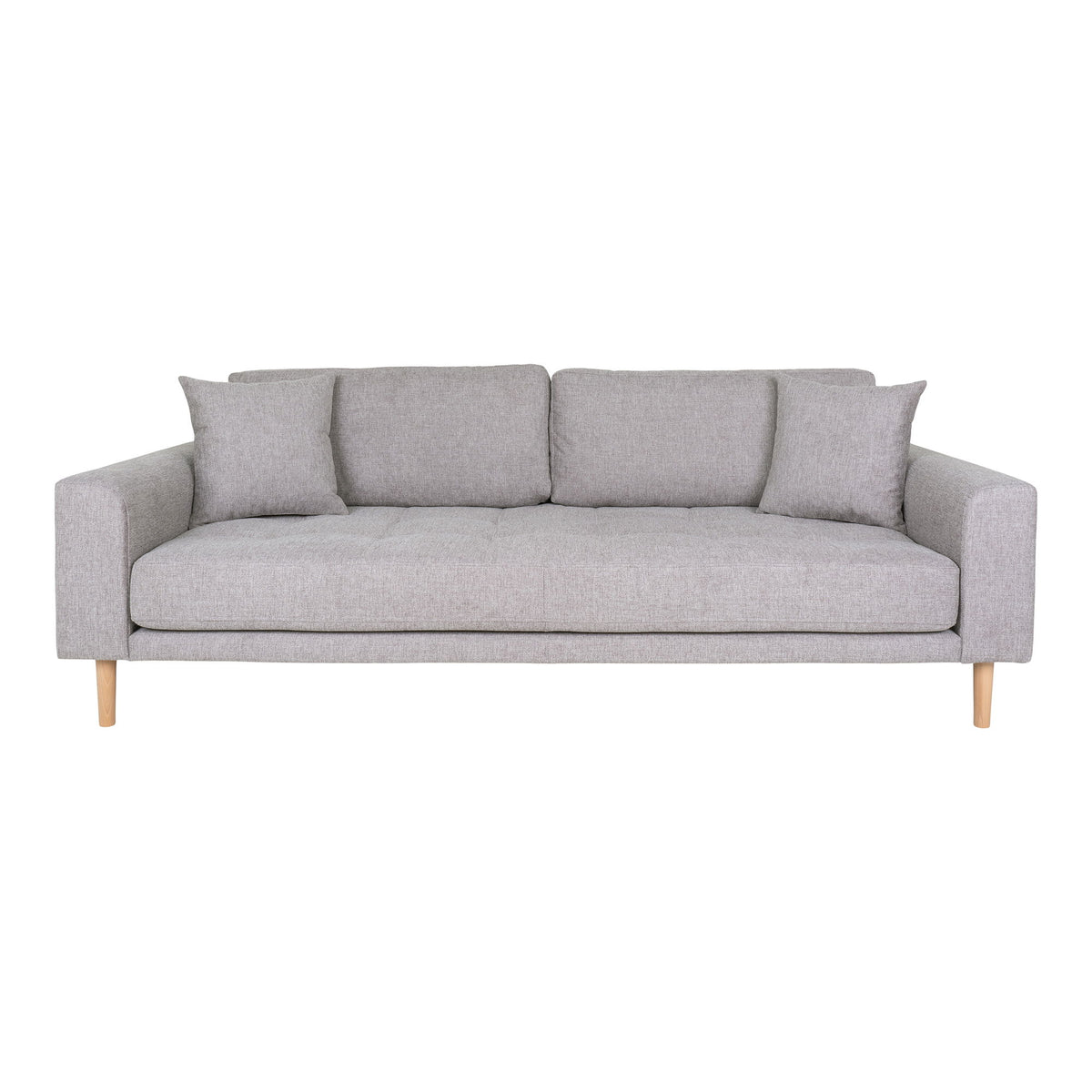 Lido 3 Personers Sofa - 3 Personers Sofa, lysegrå med to puder og natur træben, HN1040