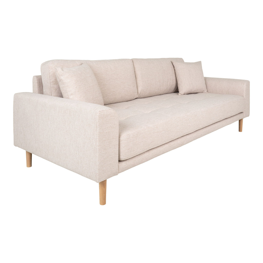 Lido 3 Personers Sofa - 3 Personers Sofa, sand med to puder og natur træben, HN1050