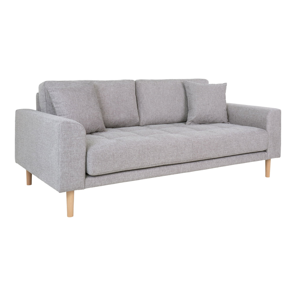 Lido 2,5 Personers Sofa - 2,5 Personers Sofa, lysegrå med to puder og natur træben, HN1040