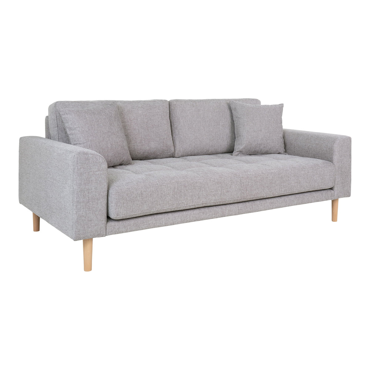 Lido 2,5 Personers Sofa - 2,5 Personers Sofa, lysegrå med to puder og natur træben, HN1040