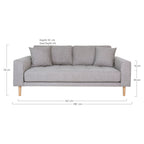 Lido 2,5 Personers Sofa - 2,5 Personers Sofa, lysegrå med to puder og natur træben, HN1040