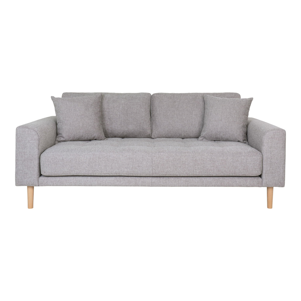 Lido 2,5 Personers Sofa - 2,5 Personers Sofa, lysegrå med to puder og natur træben, HN1040