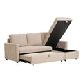 Belfast Chaiselong Sovesofa - Chaiselong sovesofa med opbevaring, mørk sand, natur ben, HN1085