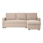 Belfast Chaiselong Sovesofa - Chaiselong sovesofa med opbevaring, mørk sand, natur ben, HN1085