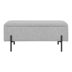 Watford Bænk - Bænk i stof med opbevaring, lysegrå med sorte ben 95x36,5x43 cm, HN1275