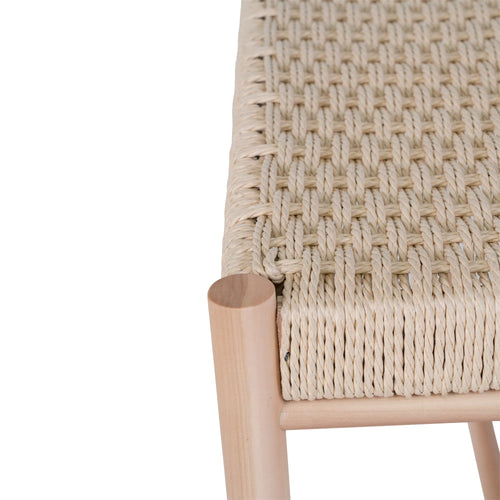 Abano Bænk - Bænk i poppel med vævet sæde, natur, 35x80x45 cm