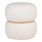 Milford Puf - Puf i bouclé, hvid, Ø38x41 cm