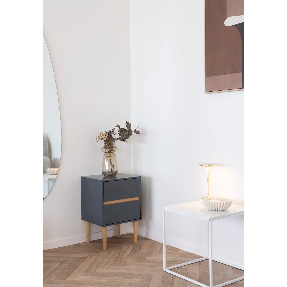 Vita Hjørnebord - Hjørnebord, hvid, hvidt stel 45x45x45 cm