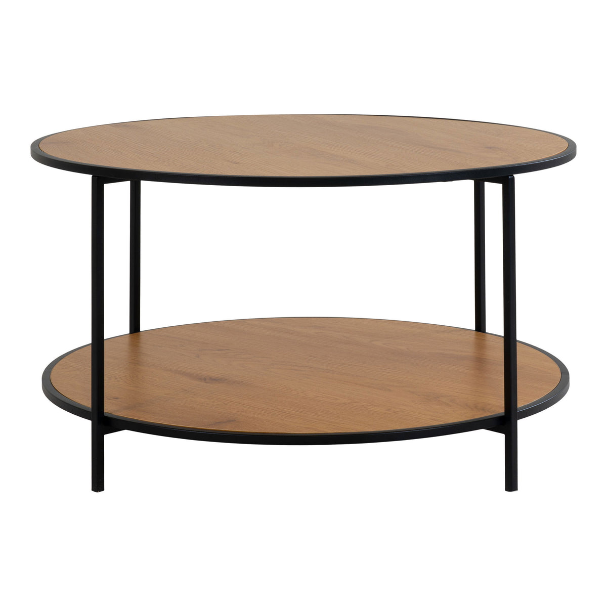 Vita Sofabord - Sofabord, egetræslook, sort stel Ø80x45 cm