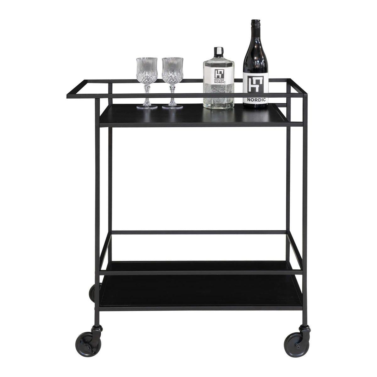 Vita Barvogn - Barvogn med 2 hylder, sort, sort stel 68x40x79 cm
