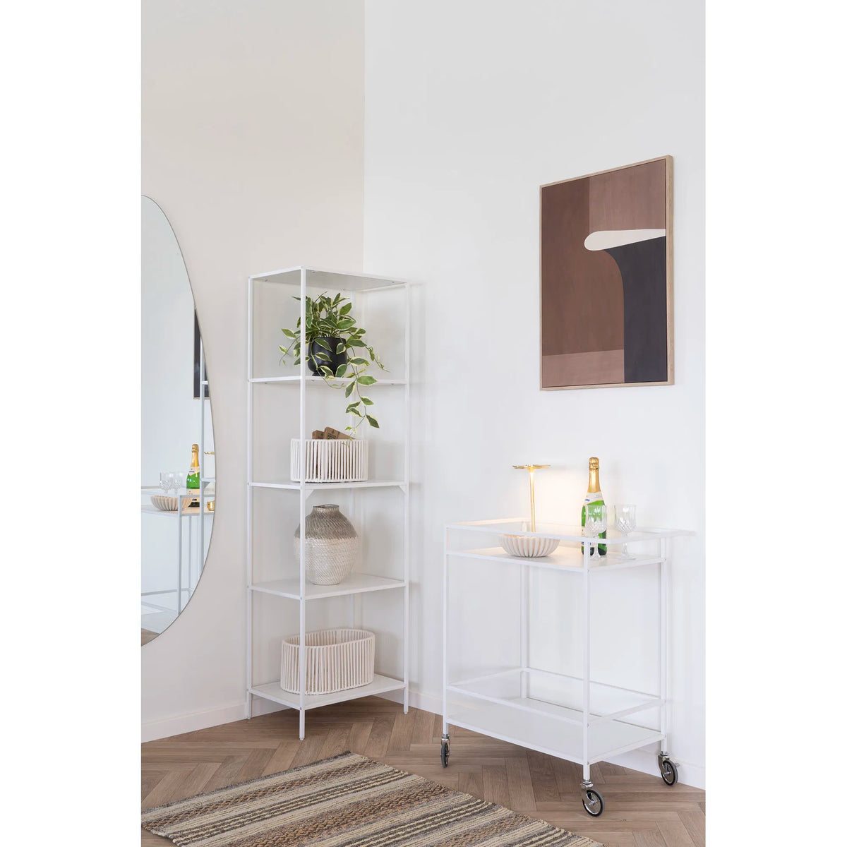 Vita Barvogn - Barvogn, 2 hvide hylder, hvidt stel 68x40x79 cm