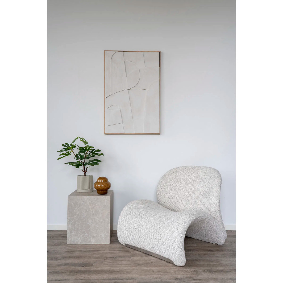Prague Hjørnebord - Hjørnebord, marmor look, beige 40x40x45 cm