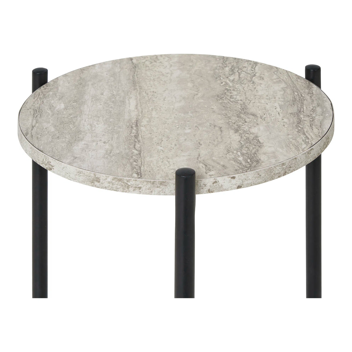 Leuven Sidebord - Sidebord, travertin look, sorte ben ø27x46 cm