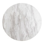 Bolzano Spisebord - Spisebord, marmor look bordplade, hvid, messing look base ø70x75 cm