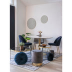 Bolzano Spisebord - Spisebord, marmor look bordplade, hvid, messing look base ø110x75 cm