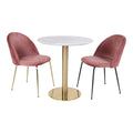 Bolzano Spisebord - Spisebord, marmor look bordplade, hvid, messing look base ø110x75 cm
