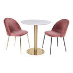 Bolzano Spisebord - Spisebord, marmor look bordplade, hvid, messing look base ø110x75 cm