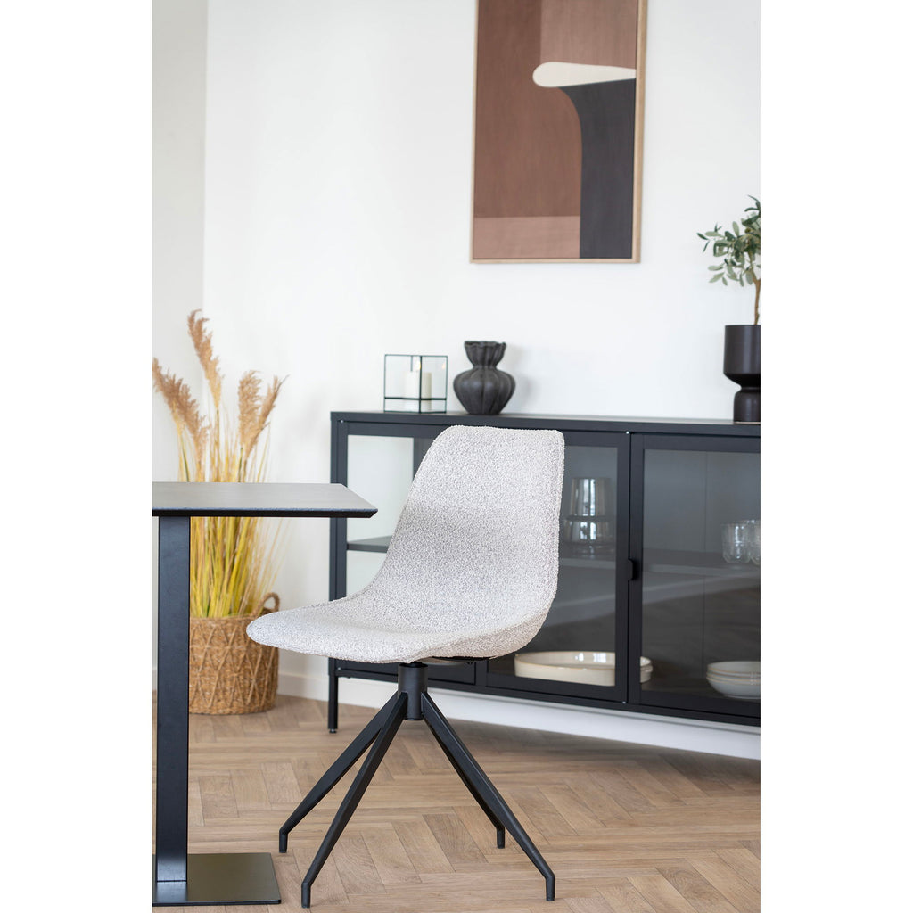 Fano Cafebord - Cafebord, melamin, mørk sten, sort metal base 70x70x75 cm