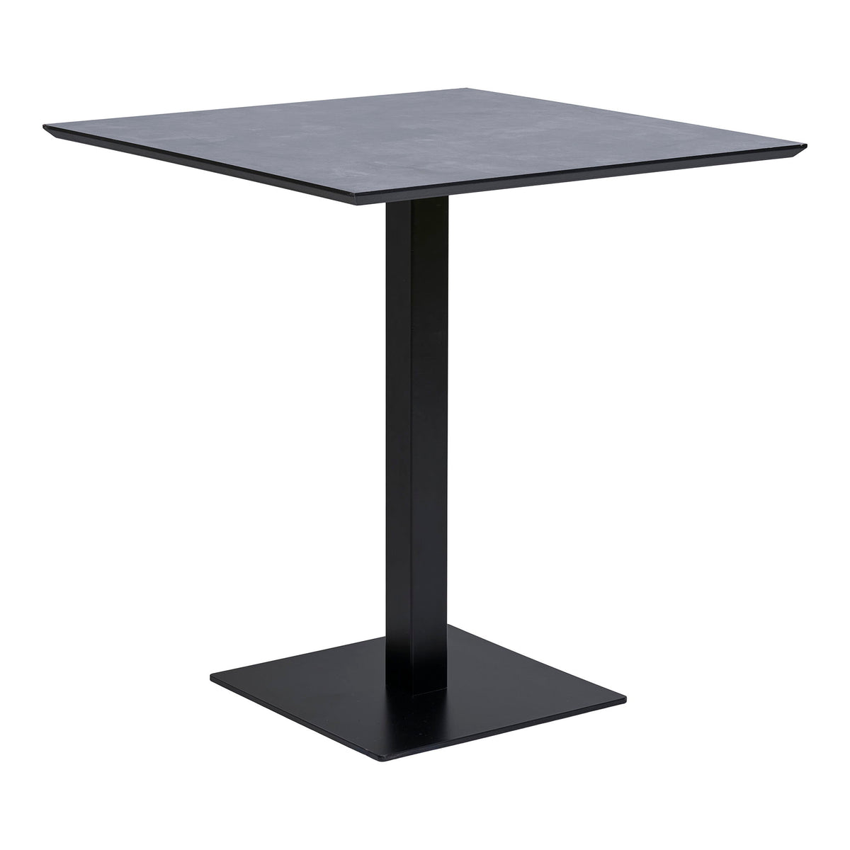 Fano Cafebord - Cafebord, melamin, mørk sten, sort metal base 70x70x75 cm