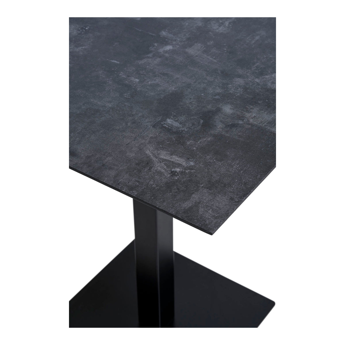 Fano Cafebord - Cafebord, melamin, mørk sten, sort metal base 70x70x75 cm