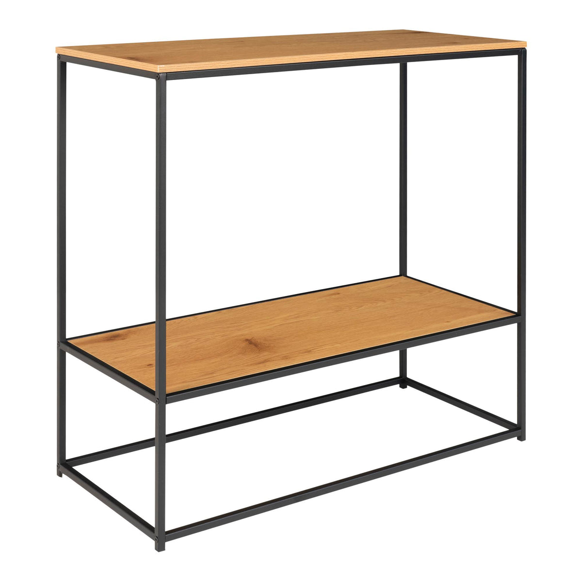 Vita Konsolbord - Konsolbord, 2 hylder, egetræslook, sort stel 80x36x80 cm