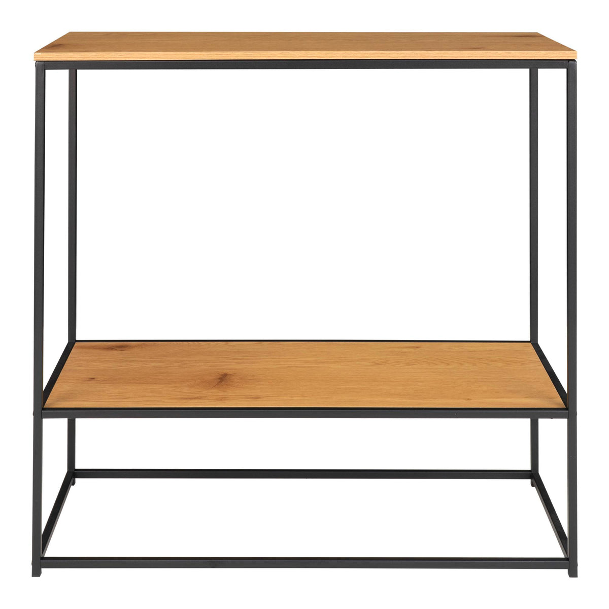 Vita Konsolbord - Konsolbord, 2 hylder, egetræslook, sort stel 80x36x80 cm