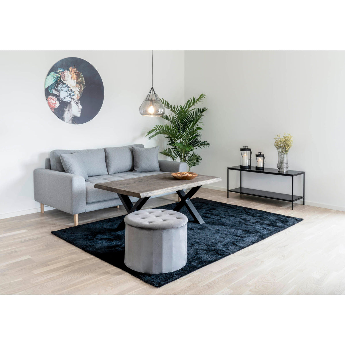 Vita TV-bænk - TV bænk, 2 hylder, sort, sort stel 100x36x45 cm