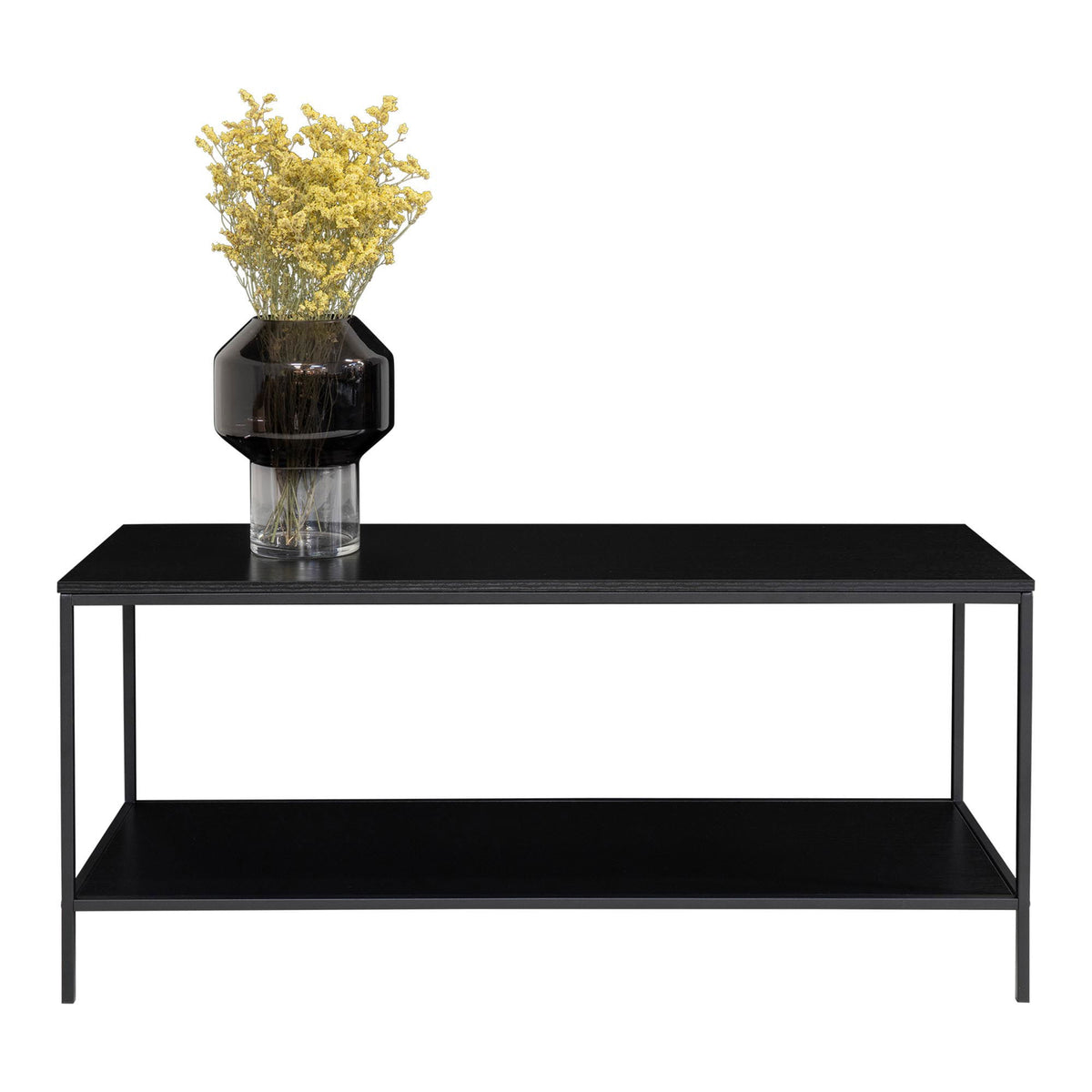 Vita TV-bænk - TV bænk, 2 hylder, sort, sort stel 100x36x45 cm